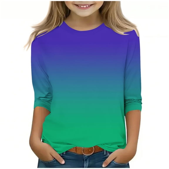 Godom Girls Tops Short Sleeve Glitter Print Cute Design Kids Summer Tops