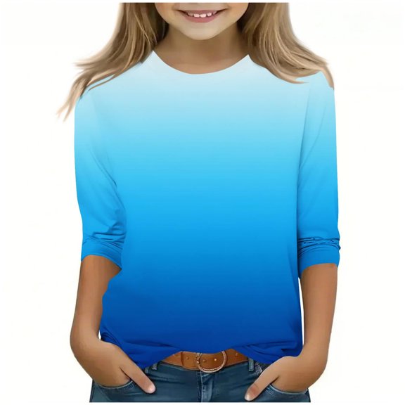 Godom Girls Tops Short Sleeve Round Neck Cotton T-Shirt Kids Tee Tops Girl Clothes