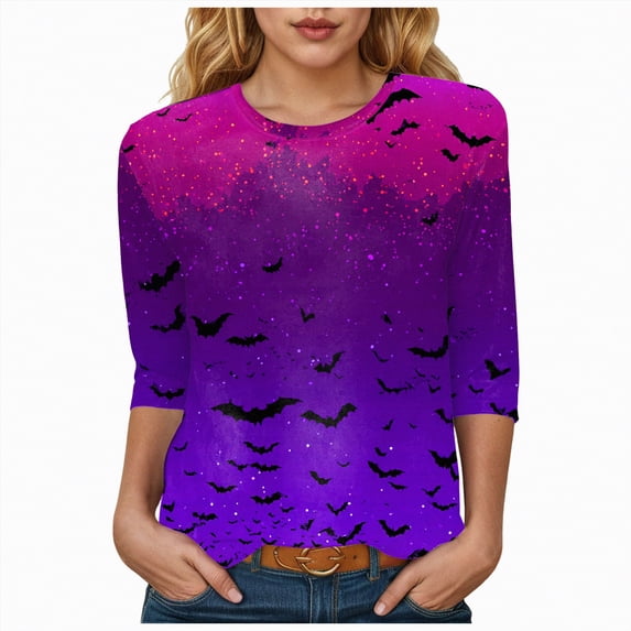 Godom Halloween for Women Funny Pumpkin Printed Cute T Shirts Graphic Tops Fall Tee