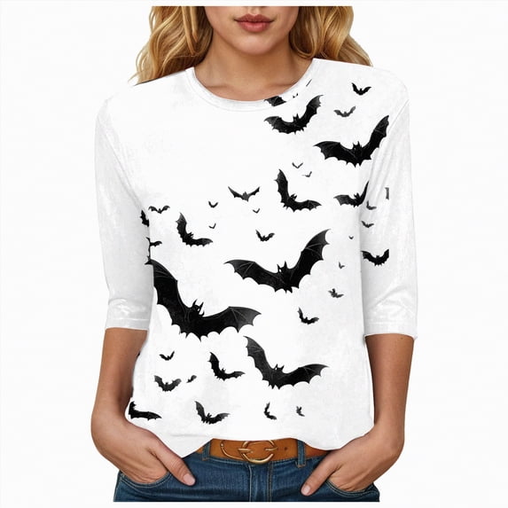 Godom Halloween for Women Funny Pumpkin Printed Cute T Shirts Graphic Tops Fall Tee