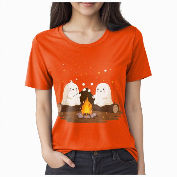 Godom Halloween Party Shirt Woman Halloween Tshirt Pumpkin Print Tees Casual Vacation Short Sleeve Tops