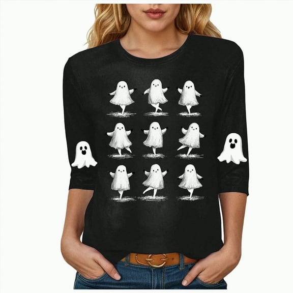 Godom Halloween Shirt Women Funny Graphic T Shirt Casual Halloween Party Tee Tops