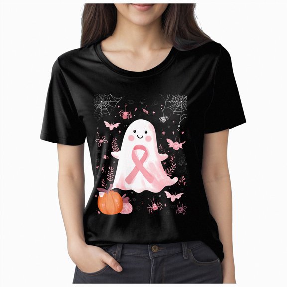 Godom Halloween Shirt for Women Halloween T-Shirt Short Sleeve Ghost Tee Tops
