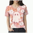thumbnail image 1 of Godom Halloween Shirt for Women Halloween T-Shirt Short Sleeve Ghost Tee Tops, 1 of 4