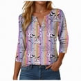 thumbnail image 1 of Godom Halloween Shirt for Women - Happy Halloween Pumpkin Graphic Womens 3/4 Sleeve Shirts V Neck Tops, 1 of 5
