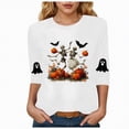 thumbnail image 1 of Godom Halloween Shirts Pumpkin Shirt Women Cute Ghost Blouse Casual Fall Graphic 3/4 Sleeve Tee Tops, 1 of 6