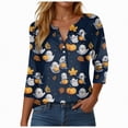 thumbnail image 1 of Godom Halloween Shirts for Women 3/4 Sleeve Tshirts Ghost Graphic V-Neck Tops 2025, 1 of 5
