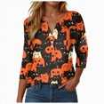 thumbnail image 1 of Godom Halloween Shirts for Women 3/4 Sleeve Tshirts Ghost Graphic V-Neck Tops 2025, 1 of 5