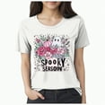 thumbnail image 1 of Godom Halloween Shirts for Women Cute Ghost Graphic T Shirt Halloween Short Sleeve Tee Tops, 1 of 4