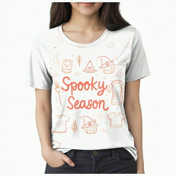 Godom Halloween Shirts for Women Cute Ghost Graphic T Shirt Halloween Short Sleeve Tee Tops