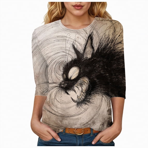 Godom Halloween Shirts for Women Fall Tee Shirt Classic Halloween Printing Tops