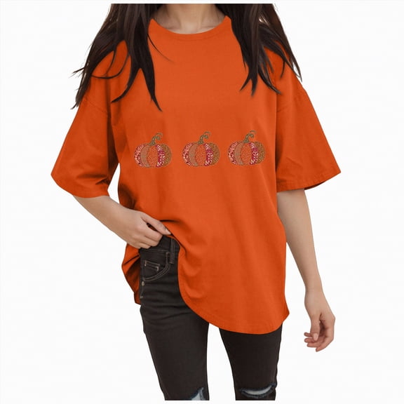 Godom Halloween Shirts for Women Halloween Ghost T-Shirts Pumpkin Graphic Shirt Short Sleeve Tops