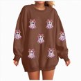 thumbnail image 1 of Godom Halloween Sweatshirts for Women Ghost Graphic Crewneck Long Sleeve Pullover Tops Loose Fit Soft Knit Ribbed Casual Fall Winter Outfits, 1 of 6