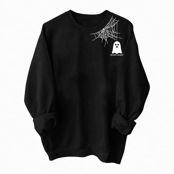 Godom Halloween Sweatshirts for Women Graphic Crewneck Long Sleeve Pullover Cute Ghost Tops