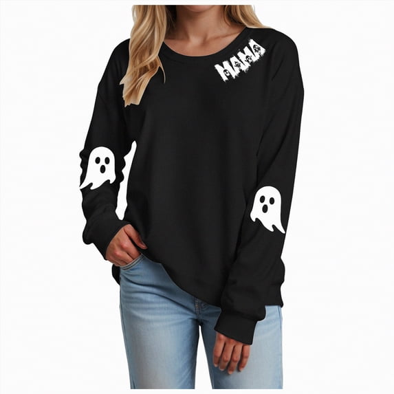 Godom Halloween Sweatshirts for Women Pumpkin Graphic 2025 Fall Long Sleeve Shirts Crewneck Lightweight Casual Pullover Tops