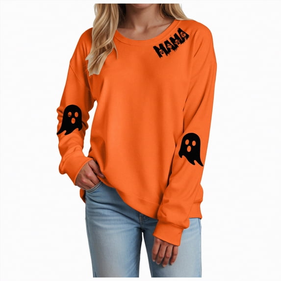 Godom Halloween Sweatshirts for Women Pumpkin Graphic 2025 Fall Long Sleeve Shirts Crewneck Lightweight Casual Pullover Tops