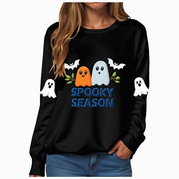 Godom Halloween Sweatshirts for Women Pumpkin Graphic Crewneck Pullover Long Sleeve Hoodies Tops Fall Fashion Outfits 2025 Clothes