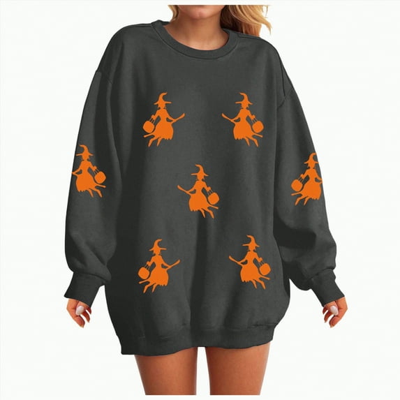 Godom Halloween Sweatshirts for Women Pumpkin Graphic Crewneck Sweaters Casual Tops Comfy Fall Fashion Outfits Winter Clothes 2025