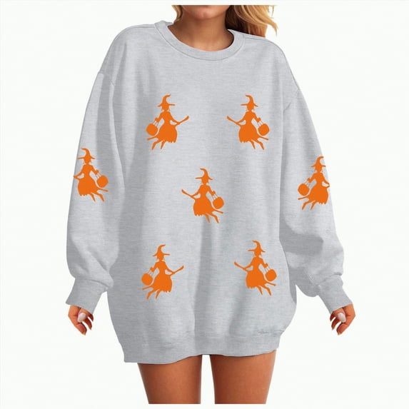 Godom Halloween Sweatshirts for Women Pumpkin Graphic Crewneck Sweaters Casual Tops Comfy Fall Fashion Outfits Winter Clothes 2025