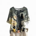 thumbnail image 1 of Godom Halloween T Shirts for Women Oversized Shirt Ghost Graphic Button Casual Short Sleeve Tees, 1 of 7