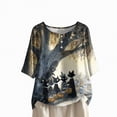 thumbnail image 1 of Godom Halloween T Shirts for Women Oversized Shirt Ghost Graphic Button Casual Short Sleeve Tees, 1 of 7