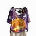 thumbnail image 1 of Godom Halloween T Shirts for Women Oversized Shirt Ghost Graphic Button Casual Short Sleeve Tees, 1 of 7