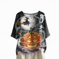 thumbnail image 1 of Godom Halloween T Shirts for Women Oversized Shirt Ghost Graphic Button Casual Short Sleeve Tees, 1 of 7