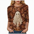 thumbnail image 1 of Godom Halloween Womens Casual 3/4 Sleeve Tunic Tops Crew Neck Shirt Blouses T-Shirt, 1 of 4
