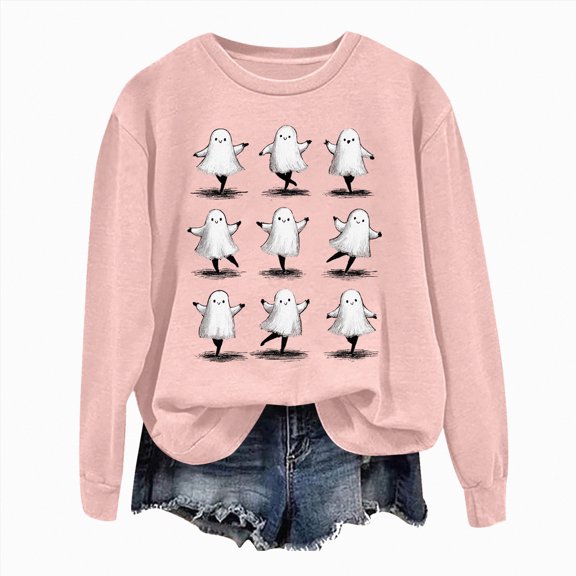 Godom Halloween Womens Sweatshirts Pumpkin Graphic Crewneck Long Sleeve Loose Fit Tops Fashion 2025