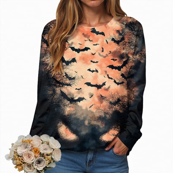 Godom Halloween Womens Sweatshirts Pumpkin Graphic Long Sleeve Tops Fall Winter Clothes Crewneck Cozy Outfits Pullover Fashion