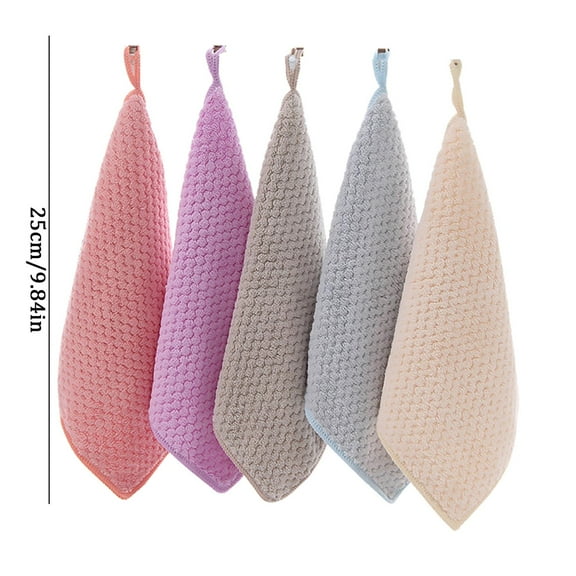 Godom Hanging Hand Towels, Hand Dry Towels for Kitchen & Bathroom, Super Absorbent Soft Small Hanging Towel Set with Hanging Loop,  Set of 5