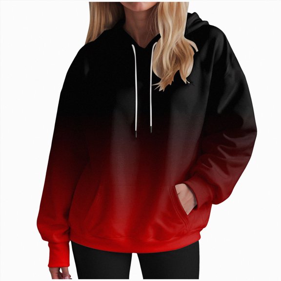 Godom Hoodies for Women 2025 Fall Trendy Gradient Color Drawstring Pullover Tops Casual Loose Oversized Y2k Sweatshirts