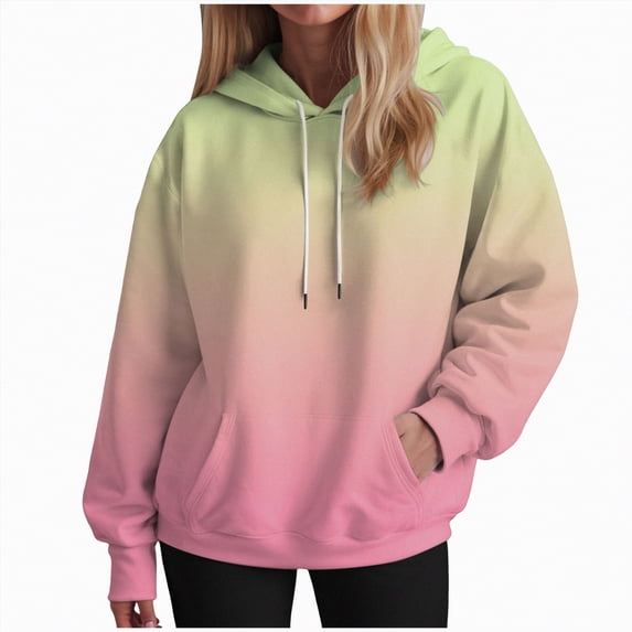 Godom Hoodies for Women 2025 Fall Trendy Gradient Color Drawstring Pullover Tops Casual Loose Oversized Y2k Sweatshirts
