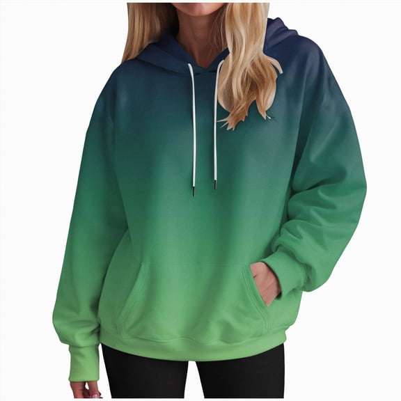 Godom Hoodies for Women 2025 Fall Trendy Gradient Color Drawstring Pullover Tops Casual Loose Oversized Y2k Sweatshirts