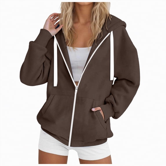 Godom Hoodies for Women 2025 Fall Zip Up Oversized Fleece Sweatshirt Fashion Jacket Winter Clothing