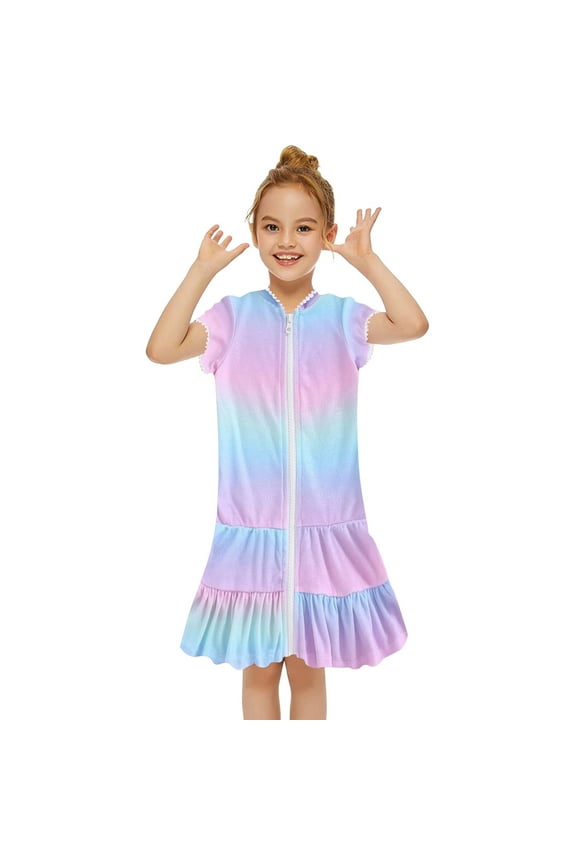 Kids Dress Cotton Short Sleeve Casual Cartoon Appliques Striped Dresses Tween Kid Off Shoulder Dresses
