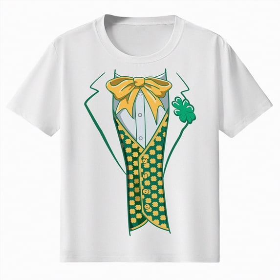 Godom Kids St.Patrick's Day Shirt for Boys Girls Clover T-Shirts Short Sleeve Tees Tops 1-12T,White