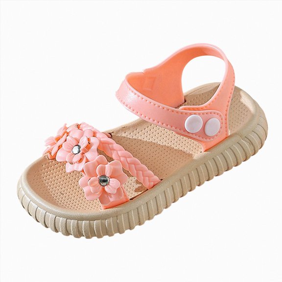 Godom Little Girl Sandals Lightweight Dual-Adjustable Sandal Buckles Hook Loop Heel Closure for Toddler Little Big Kid