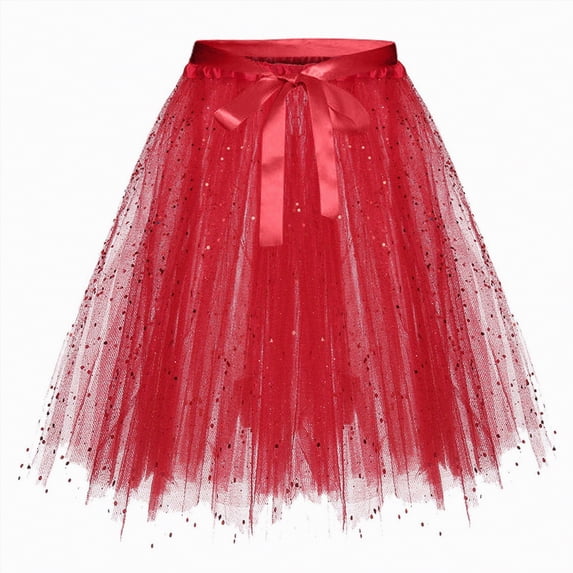 Godom Little Girl Solid Tutu Skirt 2T-10T Short Tulle Layered Flash Skirt Holiday Birthday Outfit,Red
