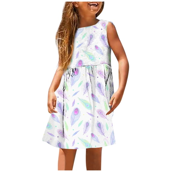 Godom Little Girls Dress Elegant Dresses Summer Ruffle Sleeve Dress Tween Dresses