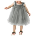 thumbnail image 1 of Godom Little Girls Dress Ruffle Short Sleeve Swing Flowy Casual Sundress Long Dress, 1 of 4