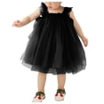 thumbnail image 1 of Godom Little Girls Dress Ruffle Short Sleeve Swing Flowy Casual Sundress Long Dress, 1 of 4