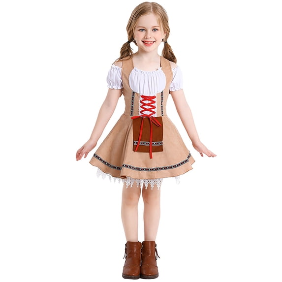 Godom Little Girls Dress Short Sleeve Dress Cotton Casual Spring Summer Applique Dresse Tween Dresses