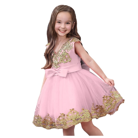 Godom Little Girls Dress Sleeveless Summer Dress Bowknot Strap Sundress Tween Kid Off Shoulder Dresses