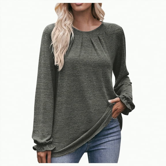 Godom Long Sleeve Shirts Womens Pleated Business Casual Blouses with Smocked