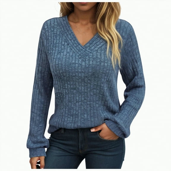 Godom Long Sleeve Shirts for Women Casual Tunic V Neck Tops Fall Dressy Blouses Lightweight Pullover Sweaters