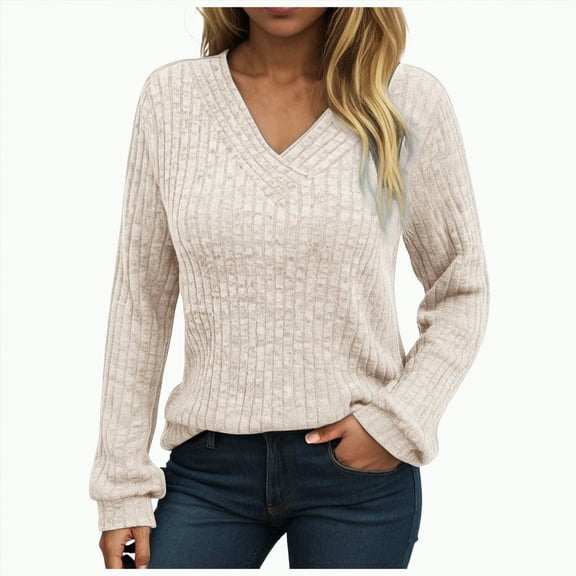 Godom Long Sleeve Shirts for Women Casual Tunic V Neck Tops Fall Dressy Blouses Lightweight Pullover Sweaters