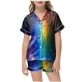 thumbnail image 1 of Godom Pajama Set for Kid Girls Girl Button-Down Silky Pajamas Sleepwear 2 Piece Nightwear, 1 of 3