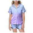 thumbnail image 1 of Godom Pajama Set for Kid Girls Satin Pajama Silk PJ Short Sleeve Sleepwear 2 Piece Nightwear, 1 of 5