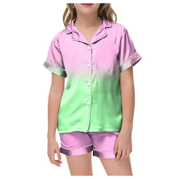 Godom Pajama Set for Kid Girls Trendy Tie Dye Pajama Shirt Shorts PJ Jammies 2 Piece PJS Sets Tween Clothes